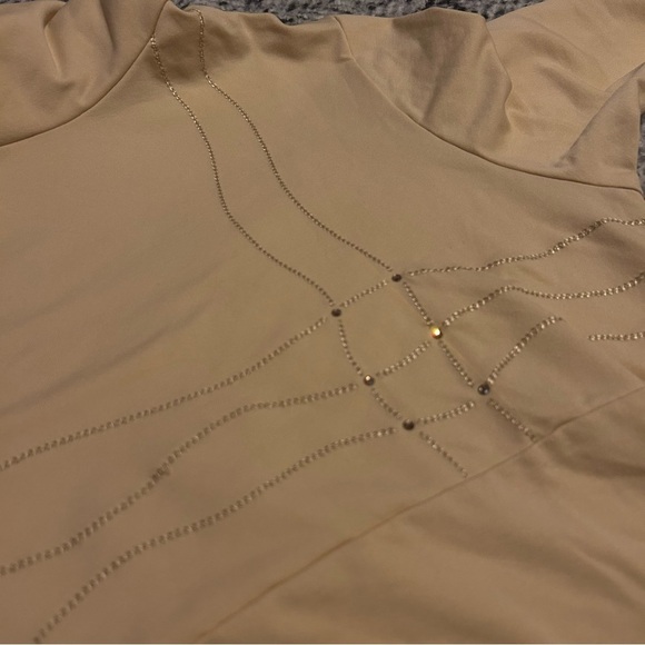 Nils Medium Pale Yellow High Neck Long Sleeve Ski Sportswear Base Layer w Gems - Picture 4 of 10